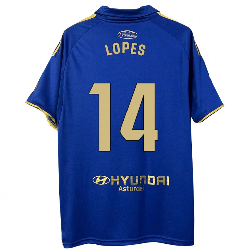 Danxen Mujer Camiseta Adrián Lopes #14 Azul Oro 1ª Equipación 2025/26 La Camisa