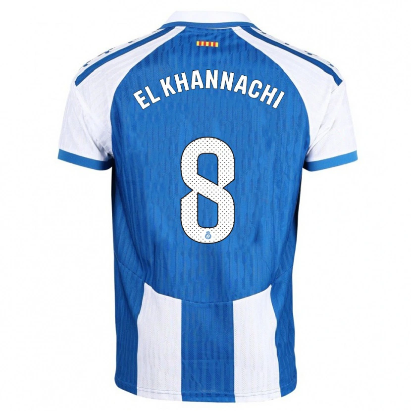 Danxen Mujer Camiseta Youssef El Khannachi #8 Azul Blanco 1ª Equipación 2025/26 La Camisa