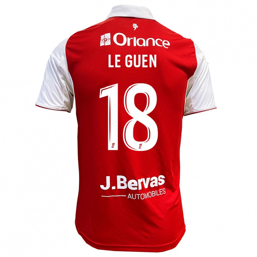 Danxen Mujer Camiseta Raphaël Le Guen #18 Rojo Blanco 1ª Equipación 2025/26 La Camisa