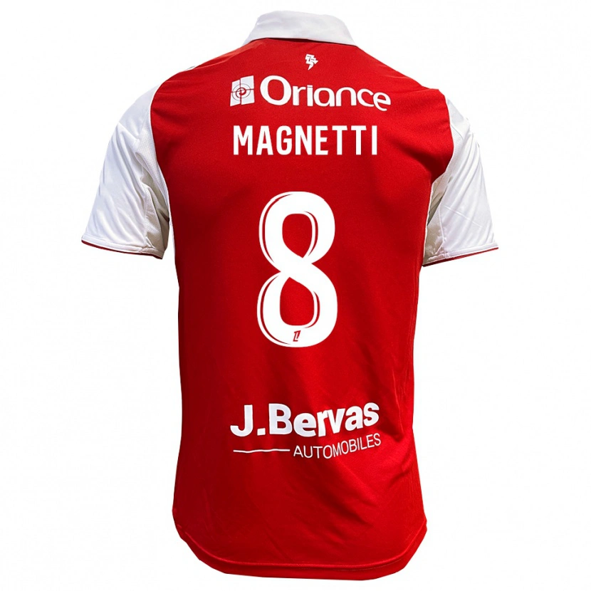 Danxen Mujer Camiseta Hugo Magnetti #8 Rojo Blanco 1ª Equipación 2025/26 La Camisa