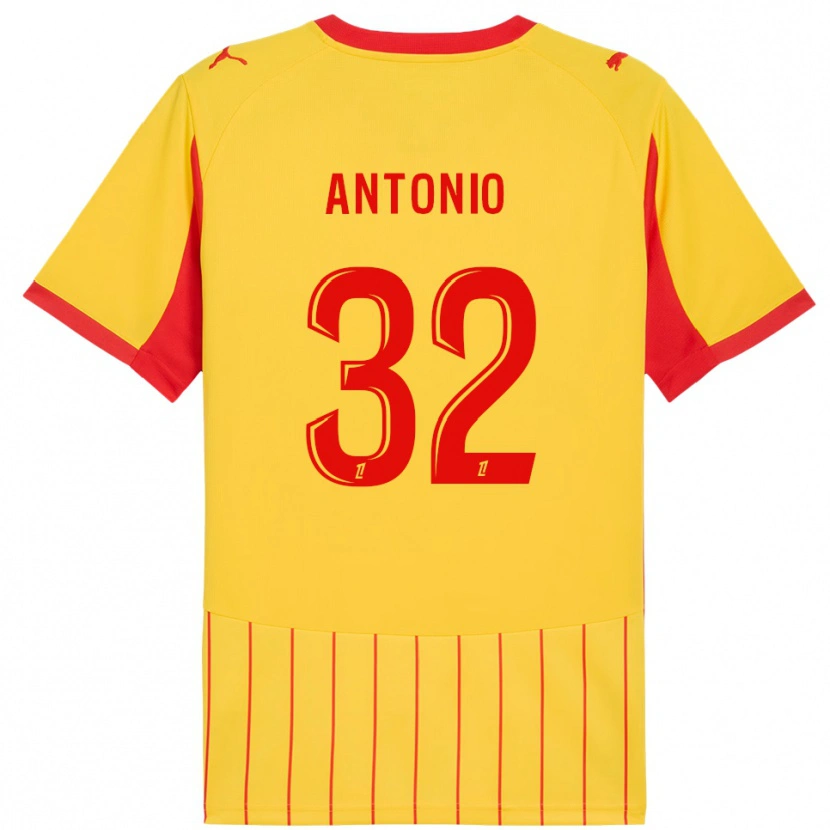 Danxen Mujer Camiseta Kyllian Antonio #32 Amarillo Rojo 1ª Equipación 2025/26 La Camisa
