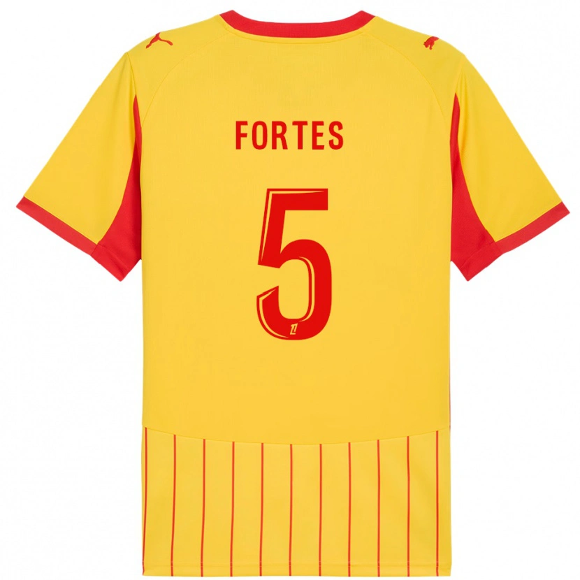 Danxen Mujer Camiseta Steven Fortes #5 Amarillo Rojo 1ª Equipación 2025/26 La Camisa