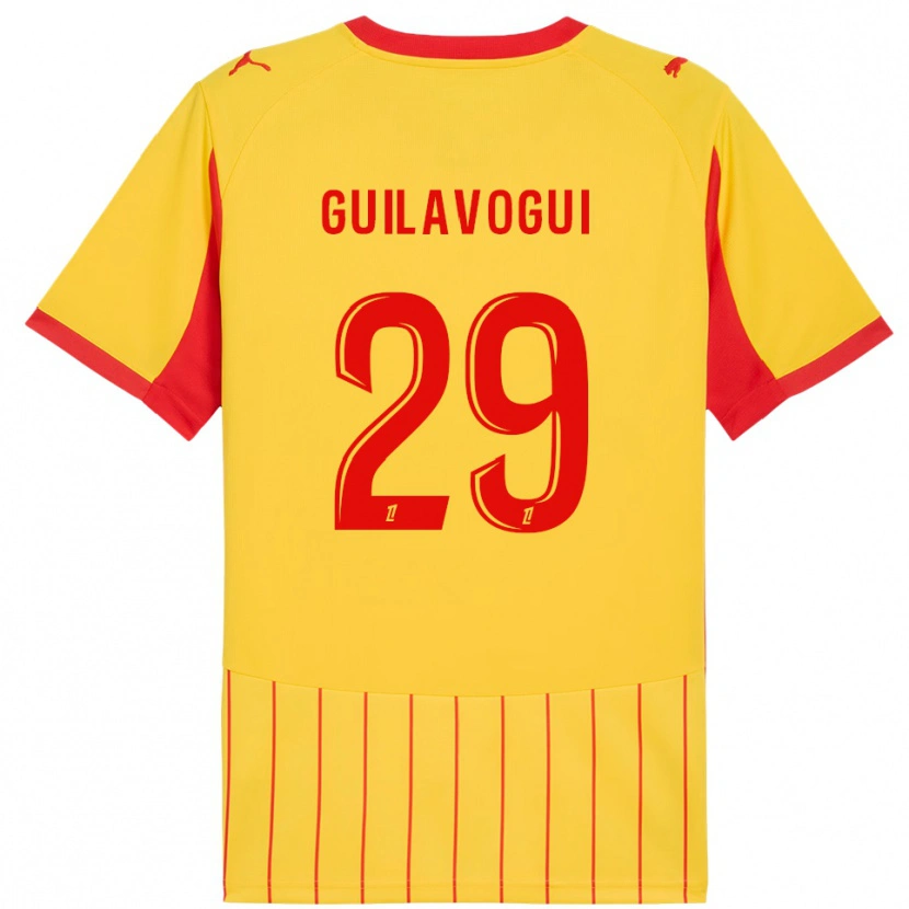 Danxen Mujer Camiseta Morgan Guilavogui #29 Amarillo Rojo 1ª Equipación 2025/26 La Camisa
