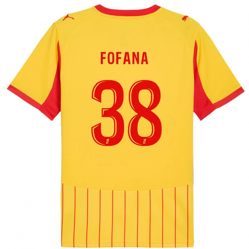 Danxen Mujer Camiseta Rayan Fofana #38 Amarillo Rojo 1ª Equipación 2025/26 La Camisa