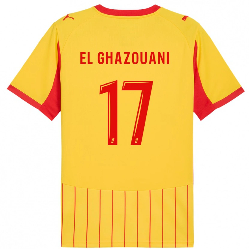 Danxen Mujer Camiseta Fatima El Ghazouani #17 Amarillo Rojo 1ª Equipación 2025/26 La Camisa