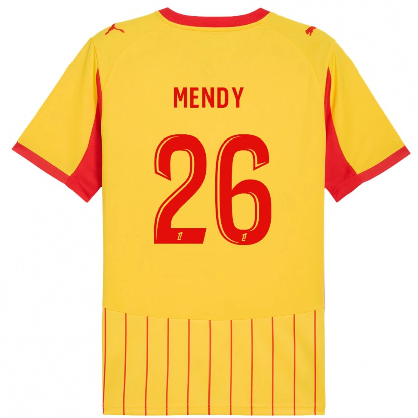 Danxen Mujer Camiseta Nampalys Mendy #26 Amarillo Rojo 1ª Equipación 2025/26 La Camisa