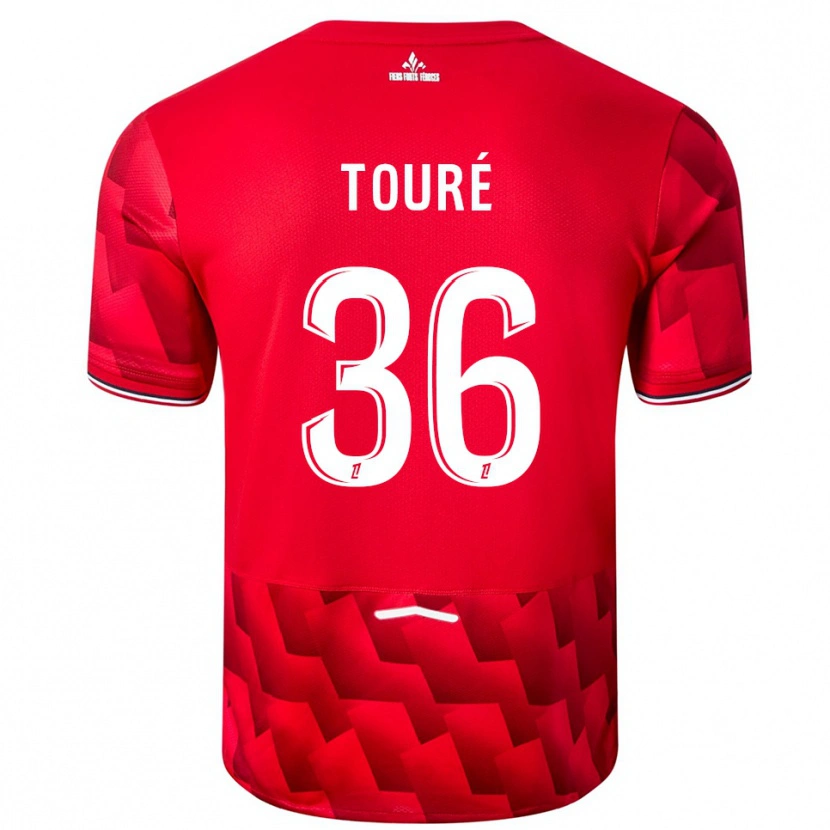 Danxen Mujer Camiseta Ousmane Touré #36 Rojo Blanco 1ª Equipación 2025/26 La Camisa