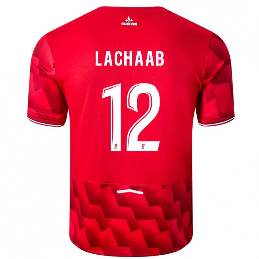 Danxen Mujer Camiseta Younes Lachaab #12 Rojo Blanco 1ª Equipación 2025/26 La Camisa