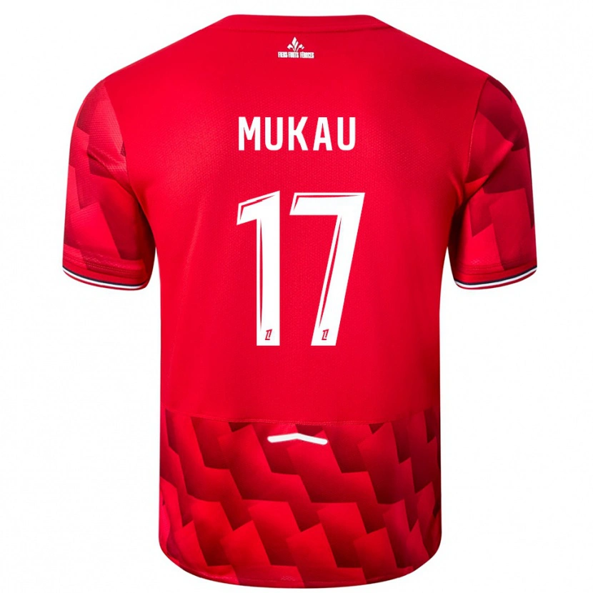 Danxen Mujer Camiseta Ngal'ayel Mukau #17 Rojo Blanco 1ª Equipación 2025/26 La Camisa