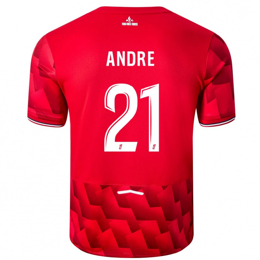 Danxen Mujer Camiseta Benjamin André #21 Rojo Blanco 1ª Equipación 2025/26 La Camisa