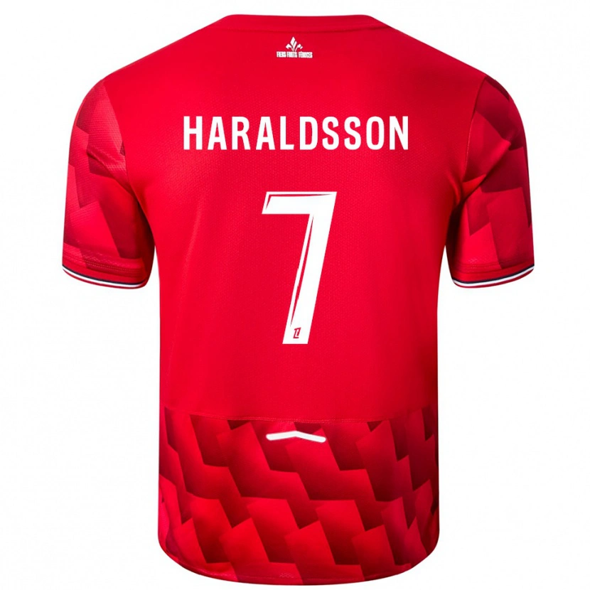 Danxen Mujer Camiseta Hákon Arnar Haraldsson #7 Rojo Blanco 1ª Equipación 2025/26 La Camisa