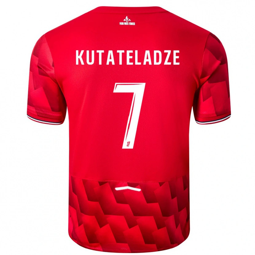 Danxen Mujer Camiseta Alexandre Kutateladze #7 Rojo Blanco 1ª Equipación 2025/26 La Camisa
