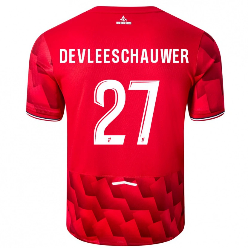 Danxen Mujer Camiseta Gwenaëlle Devleeschauwer #27 Rojo Blanco 1ª Equipación 2025/26 La Camisa
