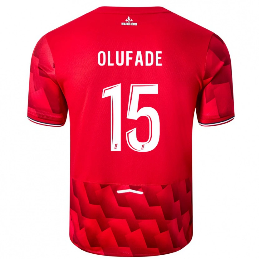 Danxen Mujer Camiseta Kingsley Olufade #15 Rojo Blanco 1ª Equipación 2025/26 La Camisa