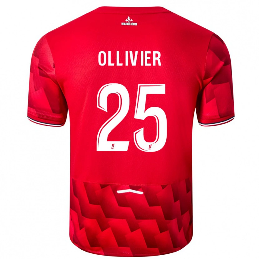 Danxen Mujer Camiseta Agathe Ollivier #25 Rojo Blanco 1ª Equipación 2025/26 La Camisa