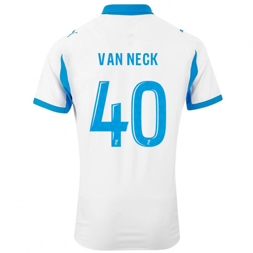Danxen Mujer Camiseta Jelle Van Neck #40 Blanco Celeste 1ª Equipación 2025/26 La Camisa