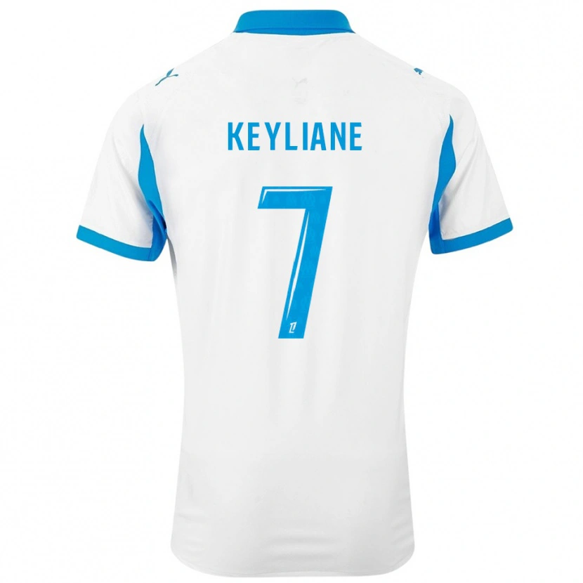Danxen Mujer Camiseta Keyliane Abdallah #7 Blanco Celeste 1ª Equipación 2025/26 La Camisa