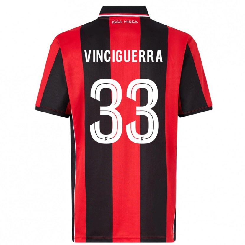 Danxen Mujer Camiseta Pauline Vinciguerra #33 Rojo Negro 1ª Equipación 2025/26 La Camisa