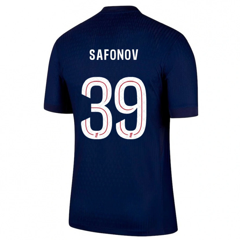 Danxen Mujer Camiseta Matvey Safonov #39 Azul Marino Rojo 1ª Equipación 2025/26 La Camisa