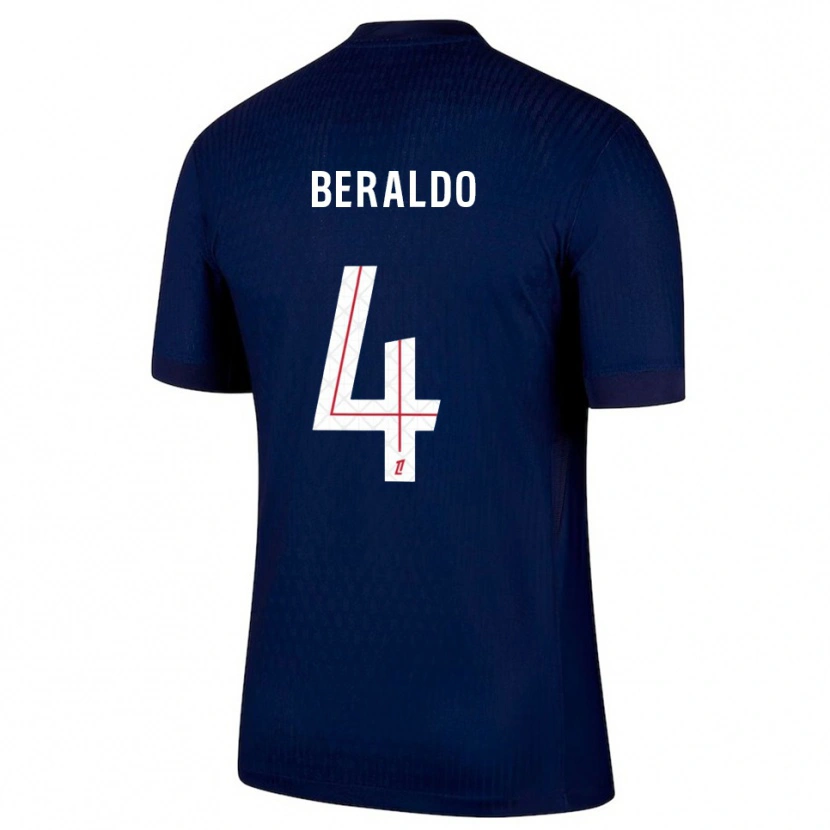 Danxen Mujer Camiseta Lucas Beraldo #4 Azul Marino Rojo 1ª Equipación 2025/26 La Camisa