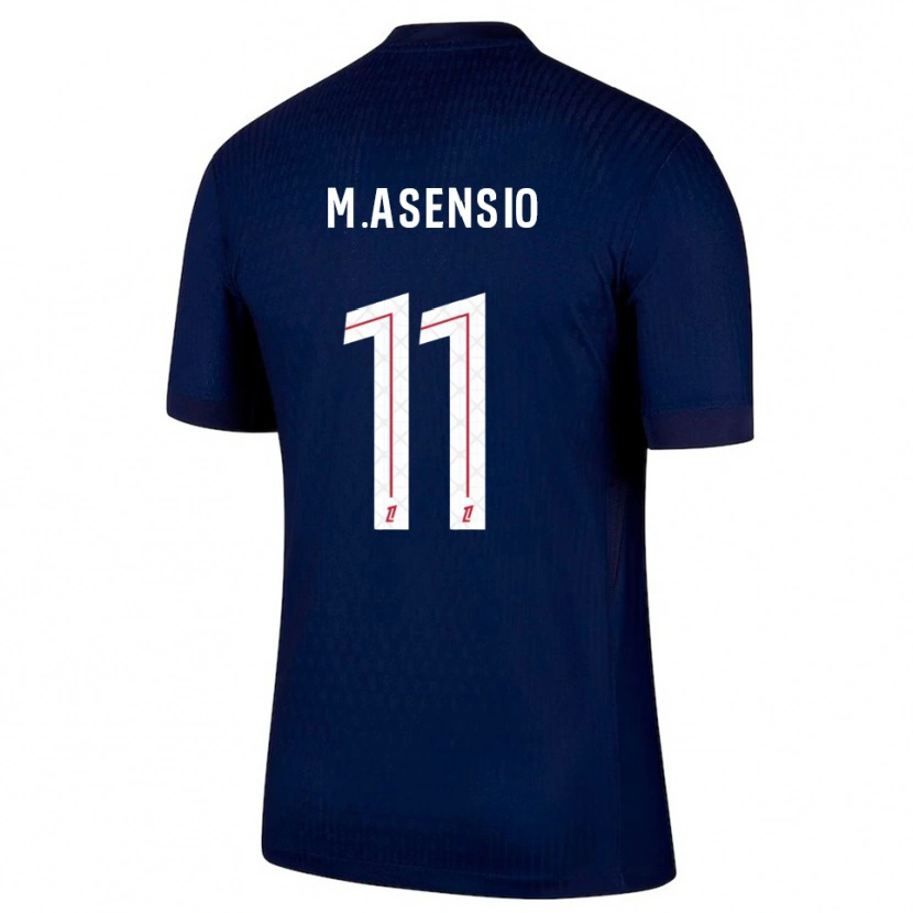 Danxen Mujer Camiseta Marco Asensio #11 Azul Marino Rojo 1ª Equipación 2025/26 La Camisa