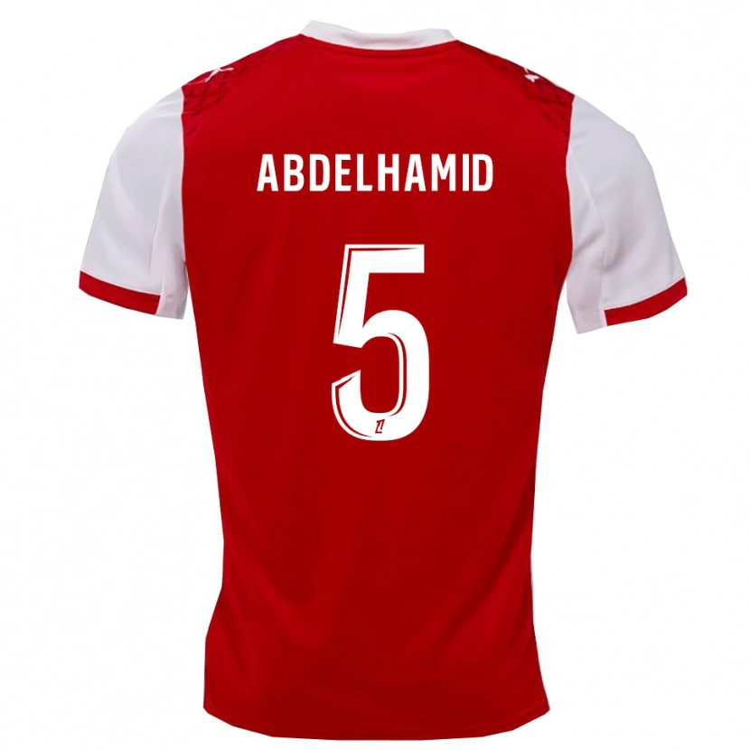 Danxen Mujer Camiseta Yunis Abdelhamid #5 Rojo Blanco 1ª Equipación 2025/26 La Camisa