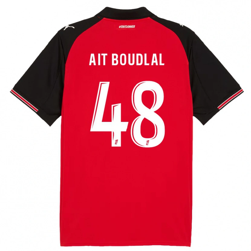 Danxen Mujer Camiseta Abdelhamid Ait Boudlal #48 Rojo Negro 1ª Equipación 2025/26 La Camisa