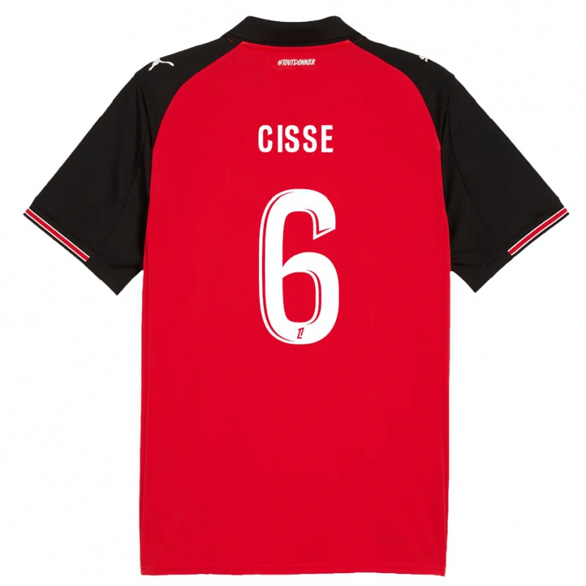 Danxen Mujer Camiseta Djaoui Cissé #6 Rojo Negro 1ª Equipación 2025/26 La Camisa