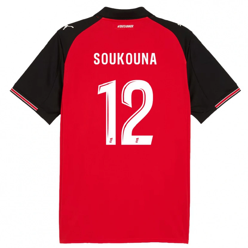 Danxen Mujer Camiseta Isiaka Soukouna #12 Rojo Negro 1ª Equipación 2025/26 La Camisa