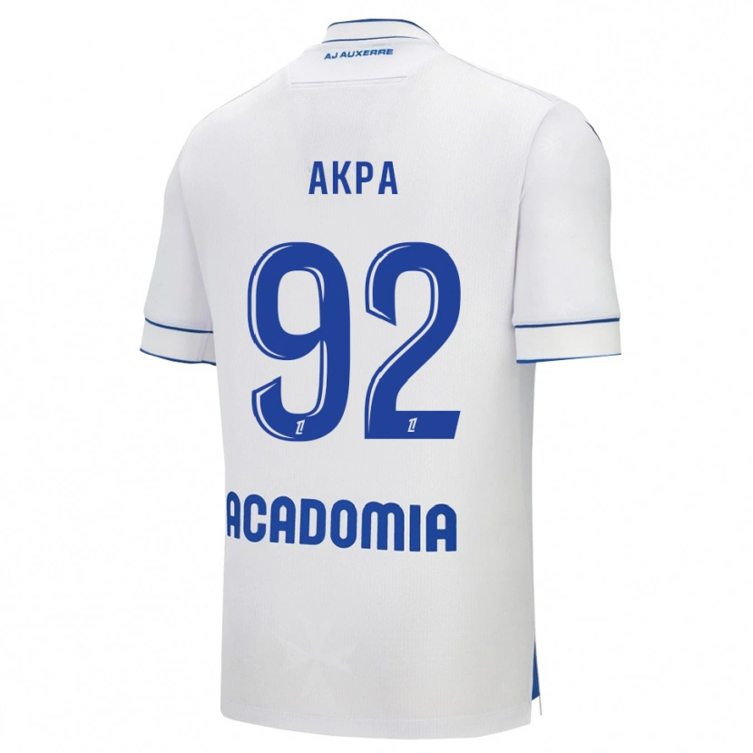 Danxen Mujer Camiseta Clément Akpa #92 Blanco Azul 1ª Equipación 2025/26 La Camisa