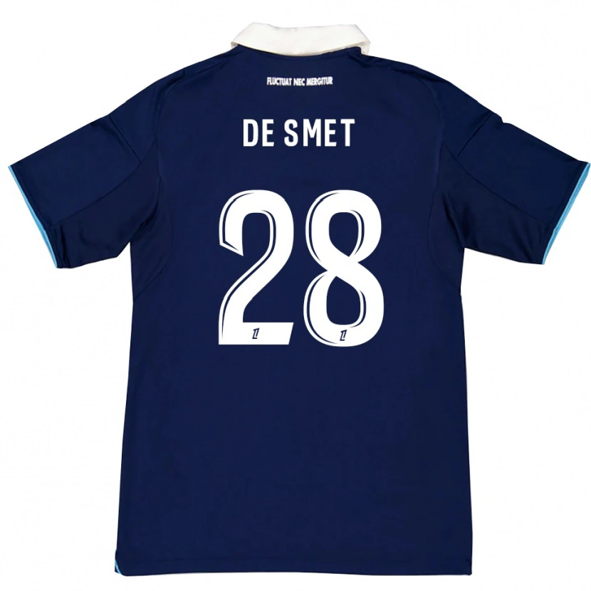 Danxen Mujer Camiseta Thibault De Smet #28 Azul Oscuro Blanco 1ª Equipación 2025/26 La Camisa