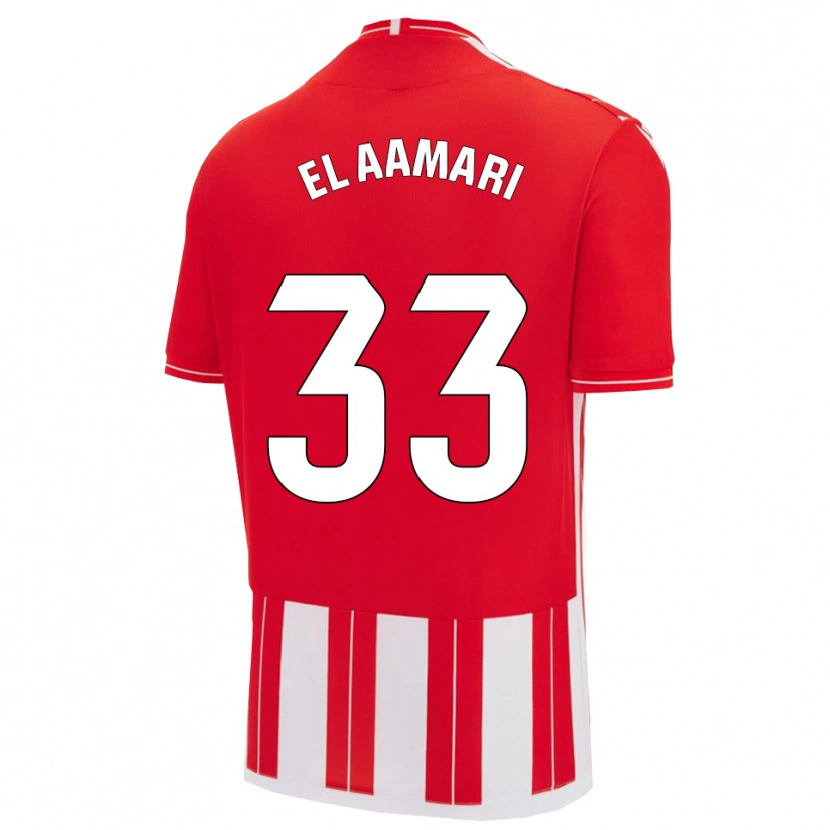 Danxen Mujer Camiseta Saif El Aamari #33 Rojo Blanco 1ª Equipación 2025/26 La Camisa
