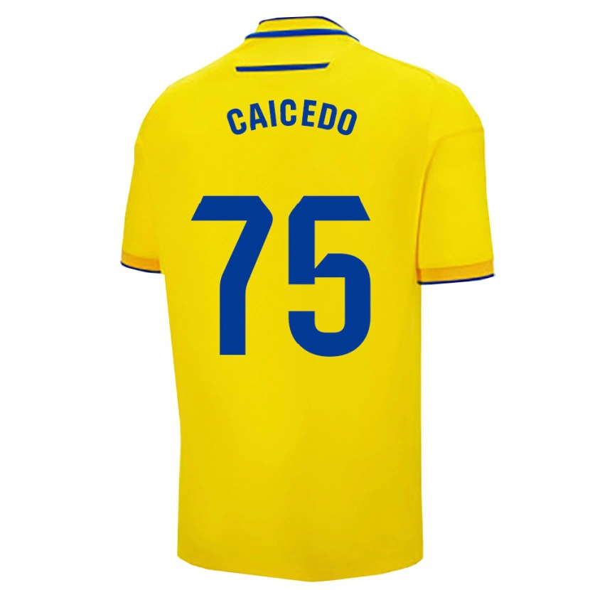 Danxen Mujer Camiseta Alfred Caicedo #75 Amarillo Marino 1ª Equipación 2025/26 La Camisa