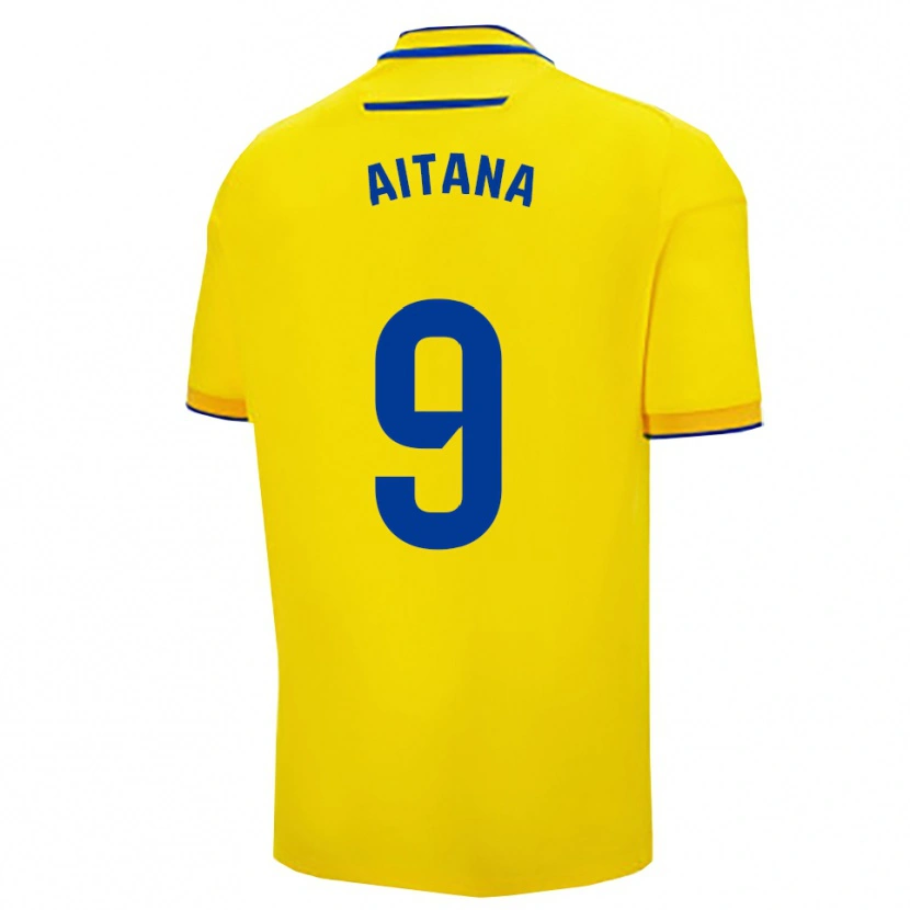 Danxen Mujer Camiseta Aitana Marchante Fernandez #9 Amarillo Marino 1ª Equipación 2025/26 La Camisa