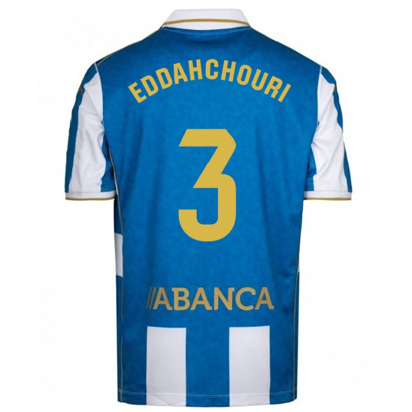 Danxen Mujer Camiseta Zakaria Eddahchouri #3 Blanco Azul 1ª Equipación 2025/26 La Camisa