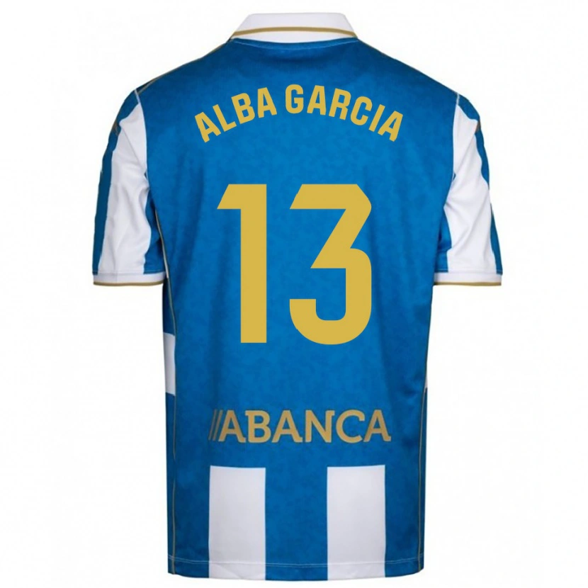Danxen Mujer Camiseta Lucía Alba García #13 Blanco Azul 1ª Equipación 2025/26 La Camisa