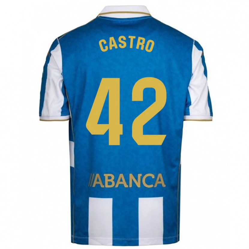 Danxen Mujer Camiseta Lucas Castro #42 Blanco Azul 1ª Equipación 2025/26 La Camisa