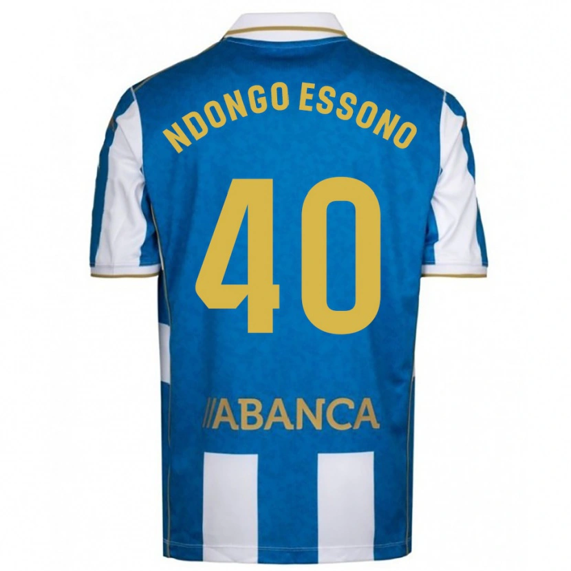 Danxen Mujer Camiseta Rodrigue Essono #40 Blanco Azul 1ª Equipación 2025/26 La Camisa