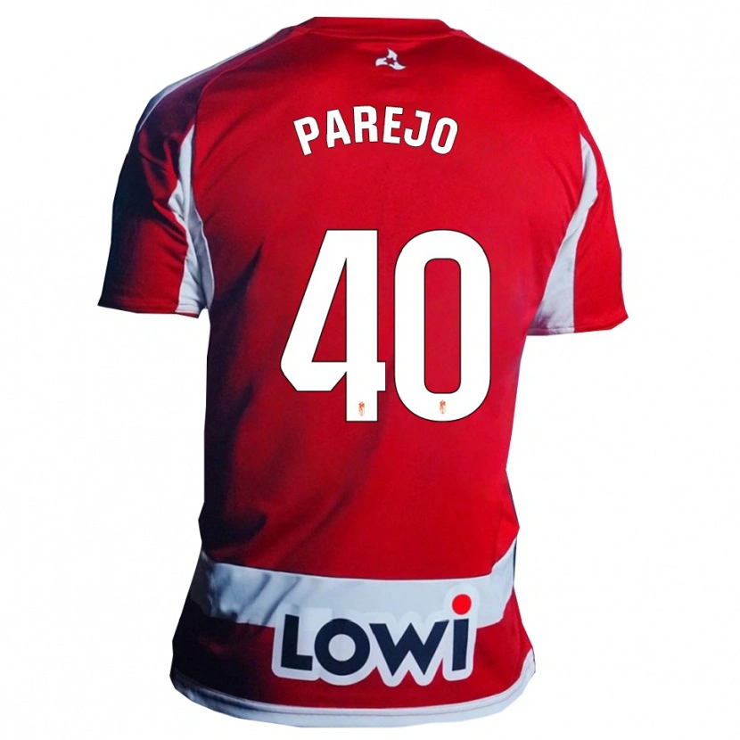 Danxen Mujer Camiseta Jesús Parejo #40 Rojo Blanco 1ª Equipación 2025/26 La Camisa