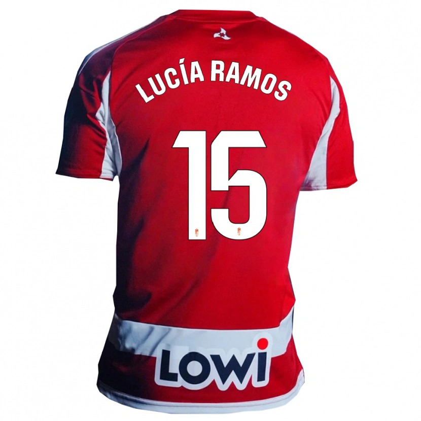 Danxen Mujer Camiseta Lucía Ramos Narvaez #15 Rojo Blanco 1ª Equipación 2025/26 La Camisa