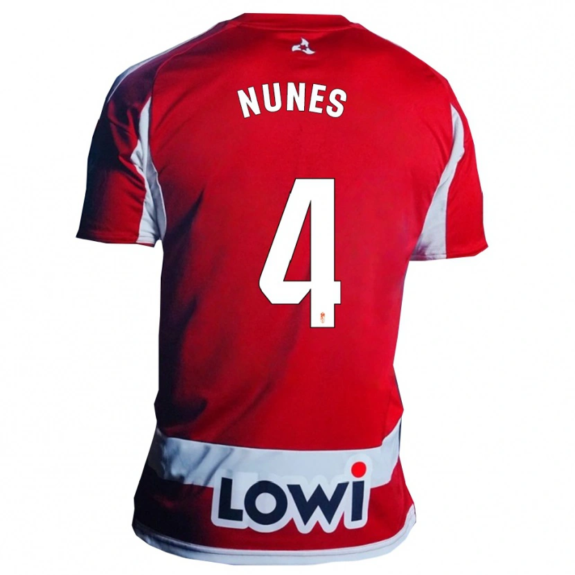 Danxen Mujer Camiseta David Nunes #4 Rojo Blanco 1ª Equipación 2025/26 La Camisa