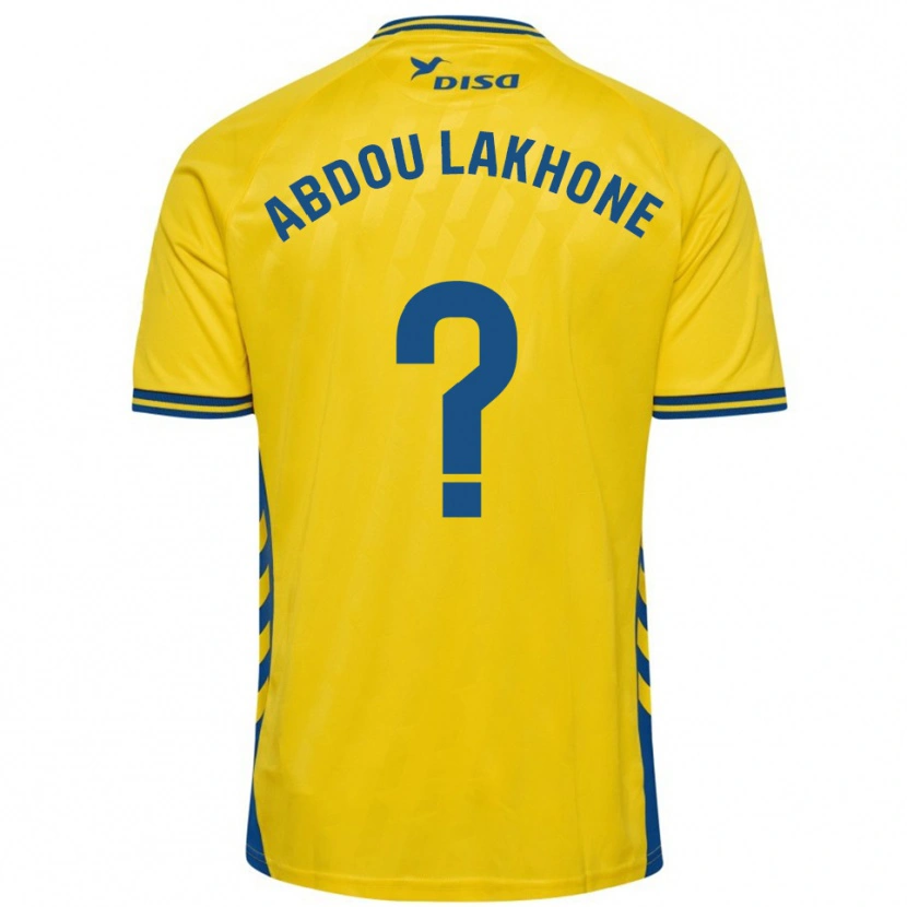 Danxen Mujer Camiseta Pape Abdou Lakhone #0 Amarillo Azul 1ª Equipación 2025/26 La Camisa