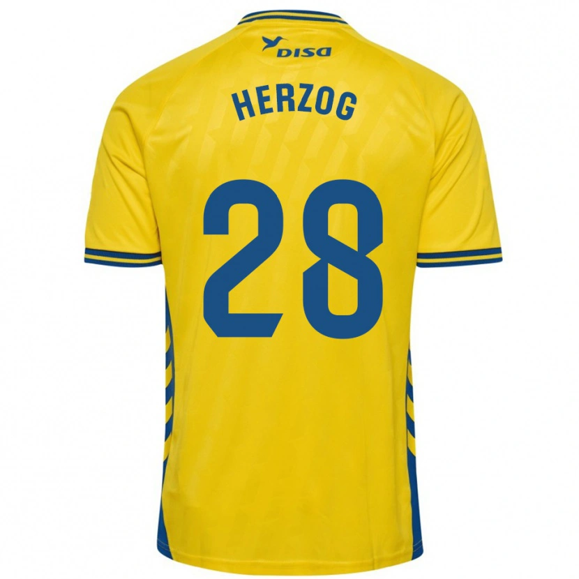 Danxen Mujer Camiseta Juanma Herzog #28 Amarillo Azul 1ª Equipación 2025/26 La Camisa