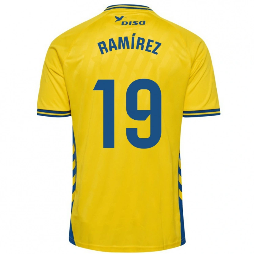 Danxen Mujer Camiseta Sandro Ramírez #19 Amarillo Azul 1ª Equipación 2025/26 La Camisa