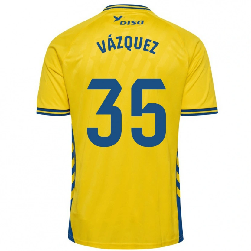 Danxen Mujer Camiseta Adrián Vázquez #35 Amarillo Azul 1ª Equipación 2025/26 La Camisa