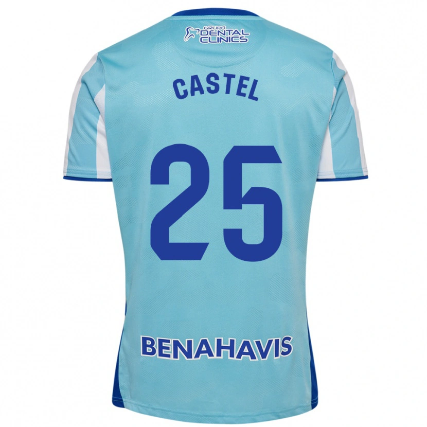 Danxen Mujer Camiseta Sergio Castel #25 Celeste Blanco 1ª Equipación 2025/26 La Camisa