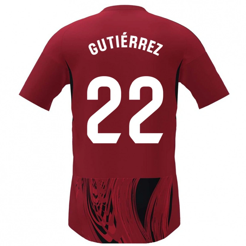 Danxen Mujer Camiseta Juan Gutiérrez #22 Rojo Negro 1ª Equipación 2025/26 La Camisa