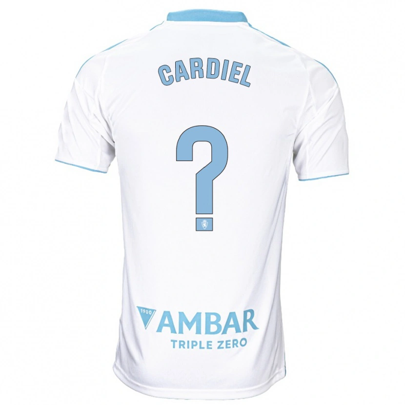 Danxen Mujer Camiseta Manu Cardiel #0 Blanco Celeste 1ª Equipación 2025/26 La Camisa