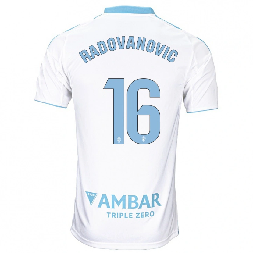 Danxen Mujer Camiseta Aleksandar Radovanovic #16 Blanco Celeste 1ª Equipación 2025/26 La Camisa