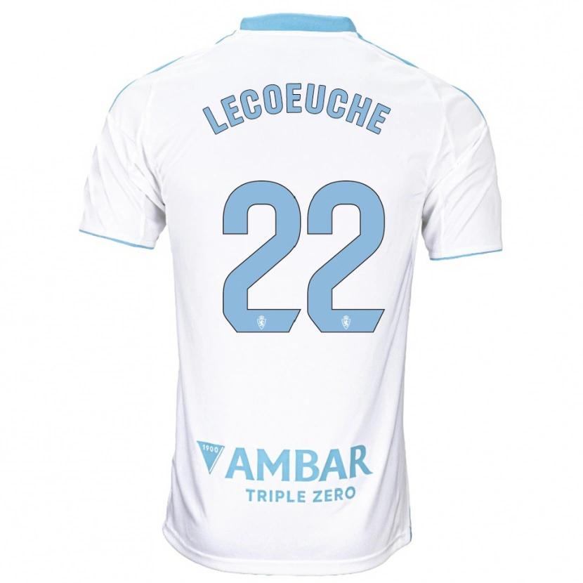 Danxen Mujer Camiseta Quentin Lecoeuche #22 Blanco Celeste 1ª Equipación 2025/26 La Camisa